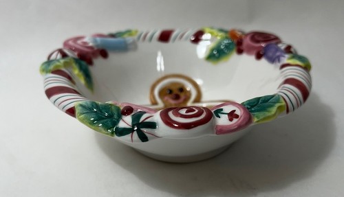 Fitz And Floyd Essentials Gibgerbread Man Candy Lane Bowl Christmas Holiday - Picture 3 of 8