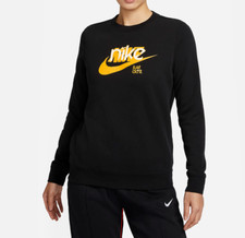 Nike Club Fleece Women's French Terry Graphic Crew Sweatshirt FN3628-010 Sz S