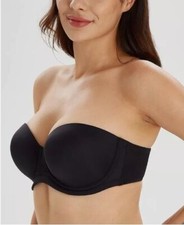 34B Lemorosy Strapless Bra Women's Multiway Contour Wired Black Bra