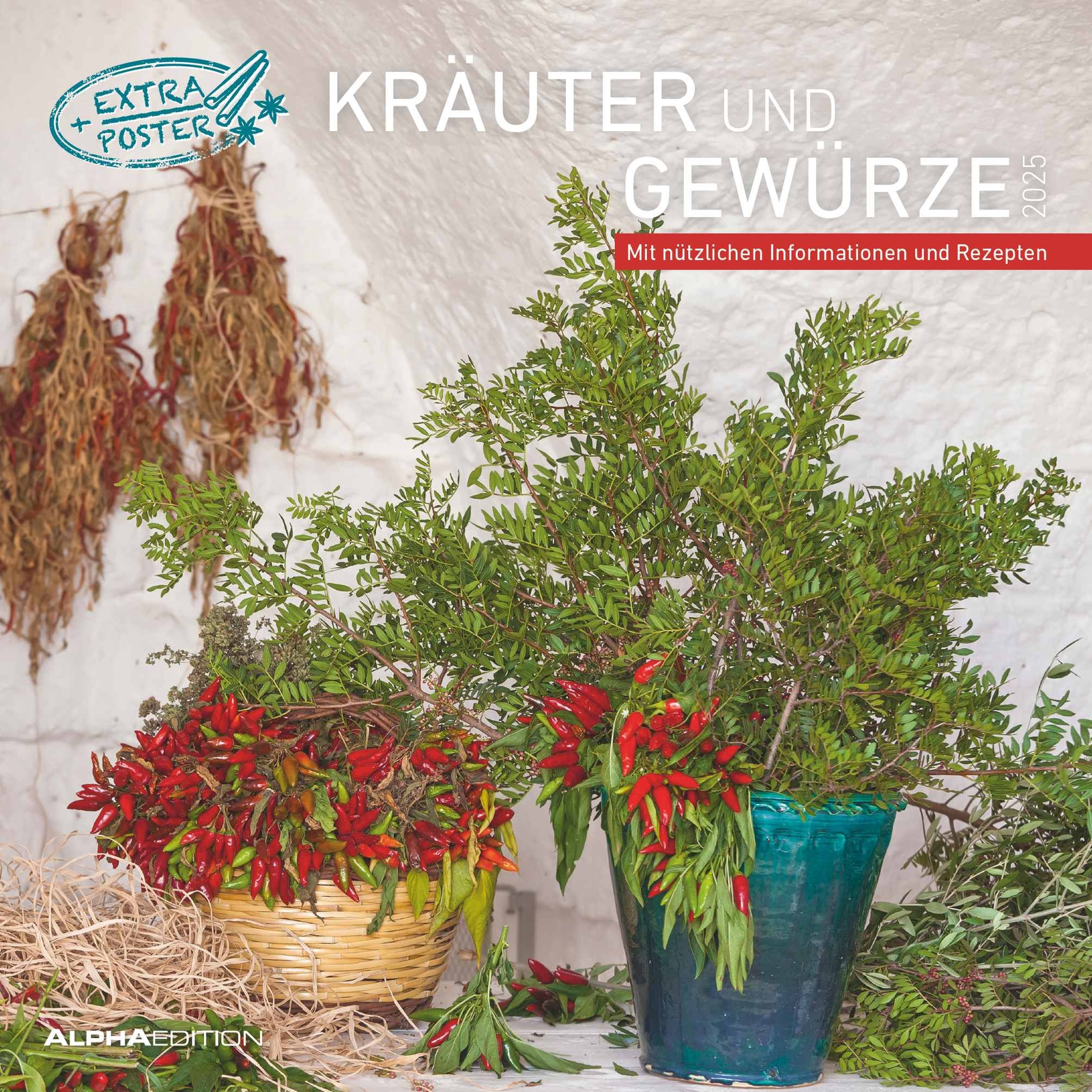 Kalender 2025 - Kräuter & Gewürze 2025 - 30 x 30 cm Wandkalender Küchenkalender