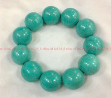 Pretty Natural 8/10/12/14mm Blue Turquoise Gemstone Round Beads Bracelet 7.5"