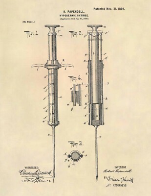 Doctor Syringe Patent Art Print - Hypodermic Syringe - Medical Needle ...