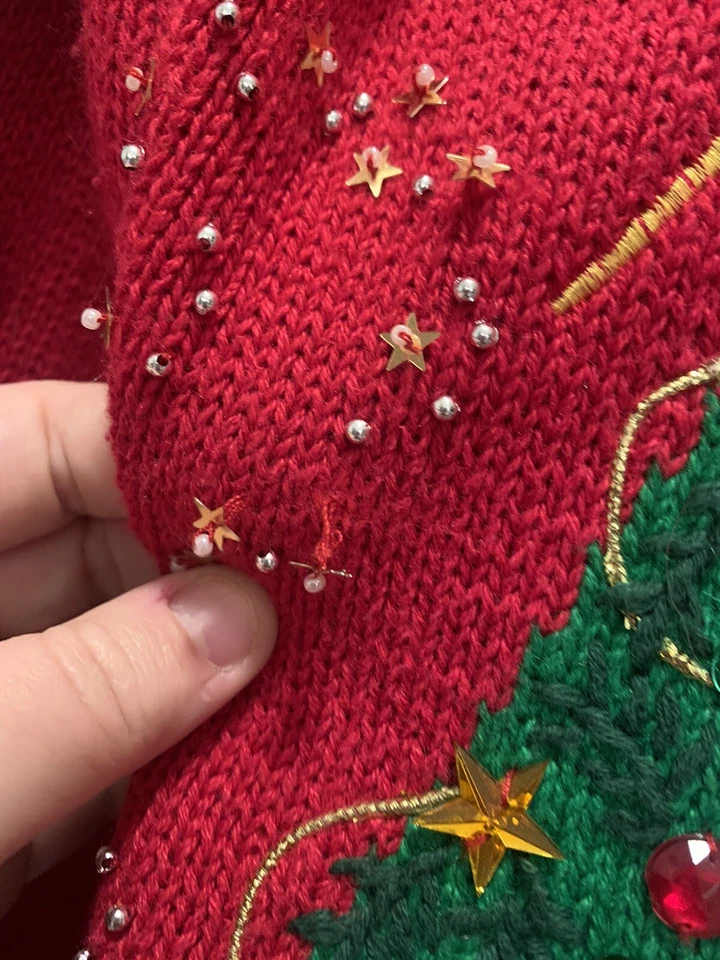 Cárdigan Suéter Kim Rogers L Rudolph Reno Santa Rojo Feo Navidad Cremallera Foto 4 de 4