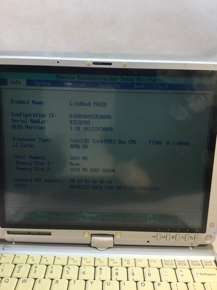 Fujitsu Lifebook T4220 14" Laptop Intel Core 2 Duo T7300 @2.0GHz-BOOTS -MZ - Image 2 of 4
