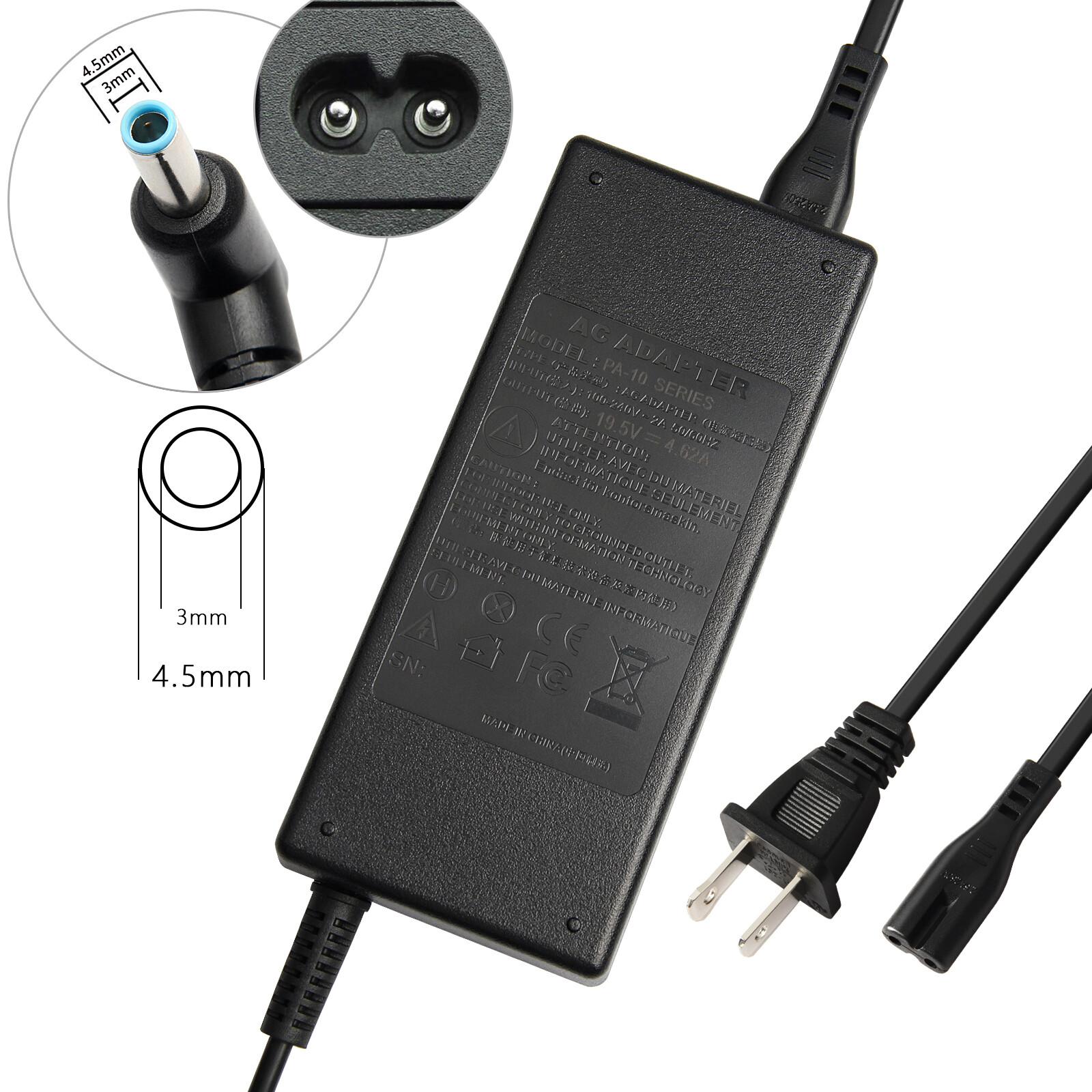 Charger 19.5v 2.31a, 3.33a, 4.62a Blue Tip