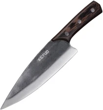 Ketuo Chef's Kitchen Knife 8.25" Stainless Steel Full Tang Blade Walnut Handle