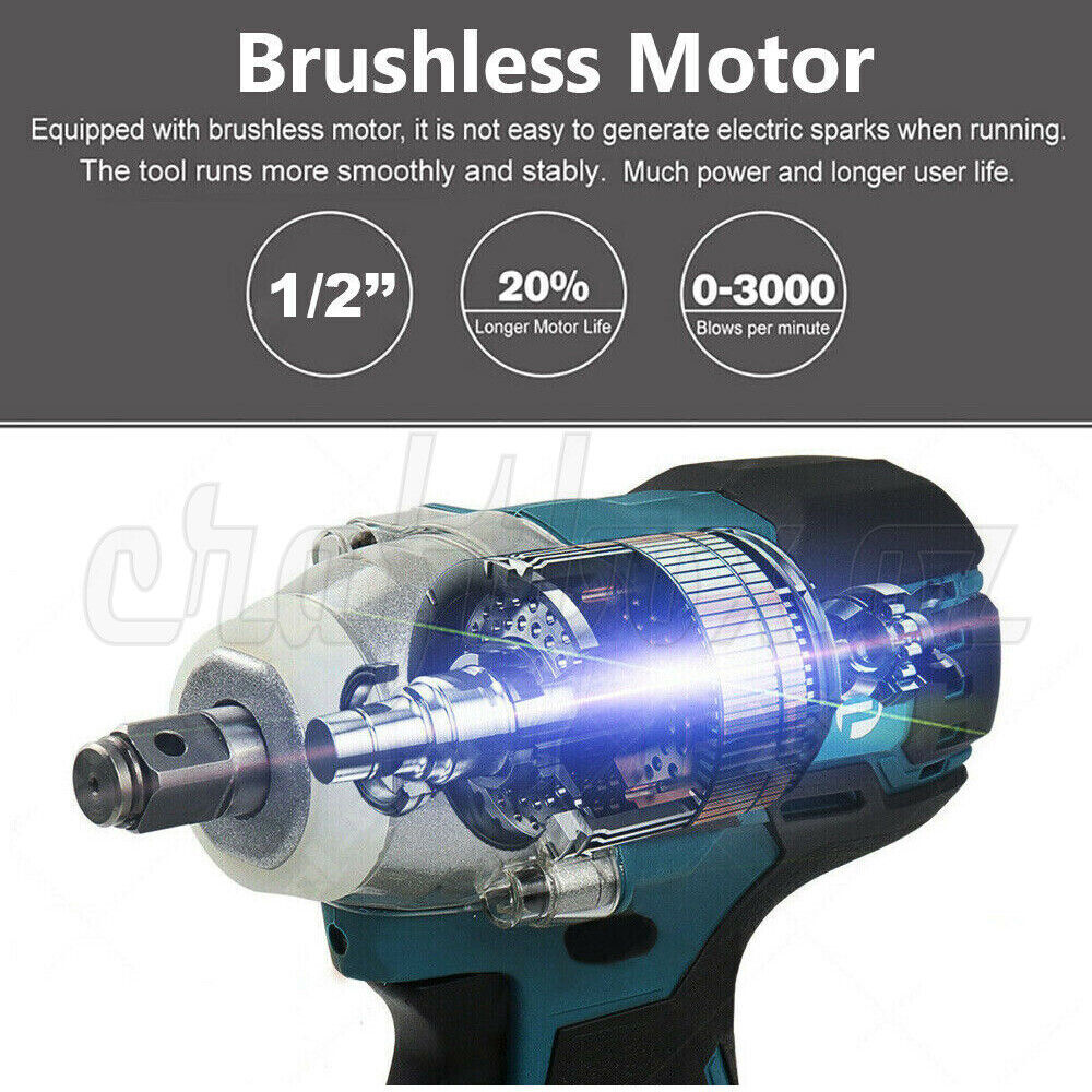 Cordless Impact Wrench Brushless Rattle Gun Driver Tool For Makita 18V