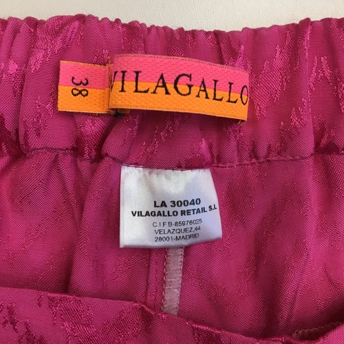 VILAGALLO Hot Pink Shiny Jacquard Zig Zag Print Embossed Pant Womens sz 38-Small - Picture 3 of 12