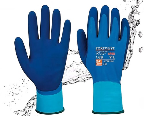 Portwest AP80 Liquid Pro Gloves Aqua Latex Waterproof Grip Fully Double Coated - Picture 3 of 6