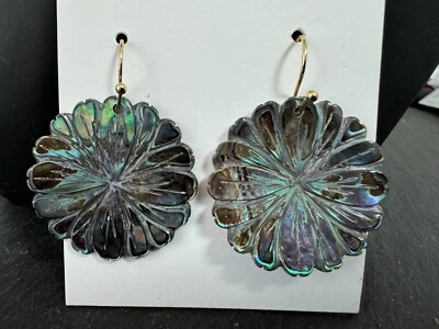 Abalone Ohrringe Ohrhänger vergoldet beweglich Gesamtlänge: ca. 37 mm - Bild 1 von 4