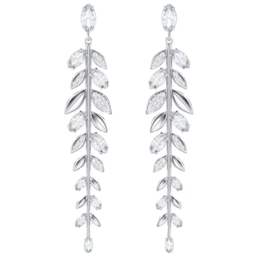 Authentic SWAROVSKI mayfly earrings silver crystal long leaf earrings with box
