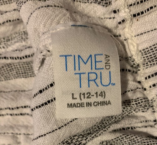 Time and Tru NEW Linen Blend Elastic Shorts NWT L 12-14 Gray Stirpes Pockets JAX - Picture 3 of 4