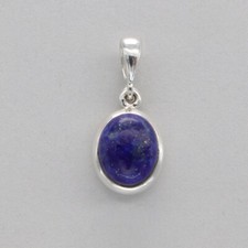 Oval Blue LAPIS LAZULI Pendant Natural Genuine Gemstone 925 STERLING SILVER 32e