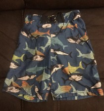 Boys Bathing Suit Size Small 6/7 Blue With Sharks
