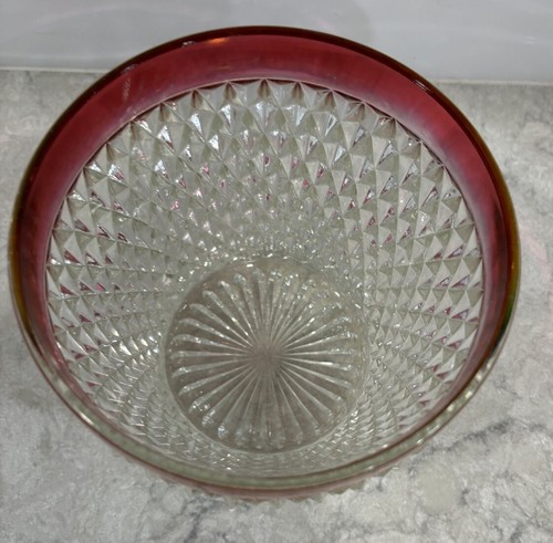 Vintage Indiana Glass Diamond Point Ruby Red Flash Ice Bucket - Picture 3 of 4