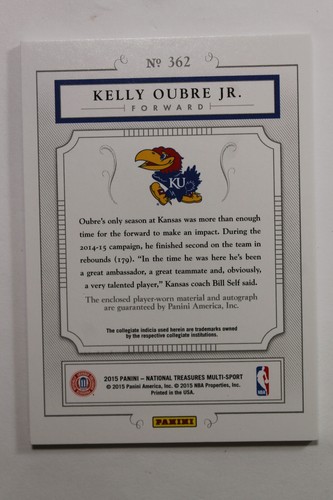 2015 Panini National Treasures College /99 Kelly Oubre Jr #362 Rookie Auto RC - Picture 4 of 4