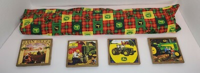 John Deere Logo - Set of 4 Cork Coasters and Door Snake Tractor
