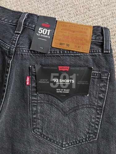 Genuine LEVI'S 501 '93 Black DENIM 31" Waist Short Jeans Shorts Box9 - Picture 3 of 9