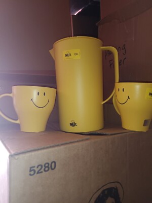 Emoji pitcher set two emojis cups with emoji pitcher  collector's find