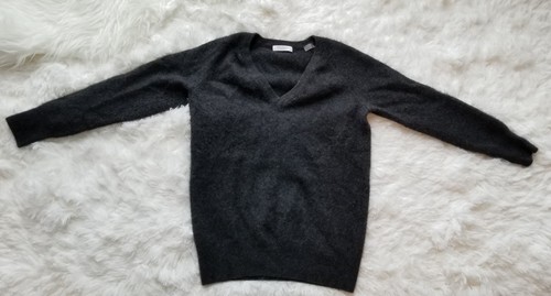 Equipment Femme Womens sz Small P Gray Cashmere Long Slv V Neck Pullover Sweater - Picture 9 of 9