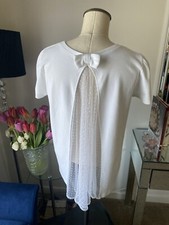 Women’s Red Valentino White Cotton Shirt Top Bow Tulle Details Size L