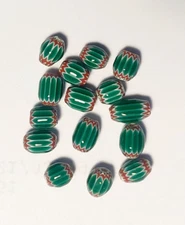 15 small rare Venetian Glass Chevron African Trade Beads appr. 7x5mm