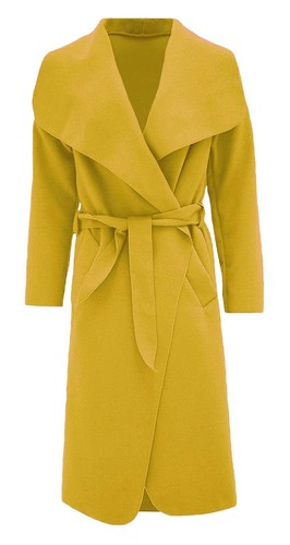Womens Belted Duster Jacket Drape Long Coat Ladies Waterfall Italian Trench - Picture 15 of 15