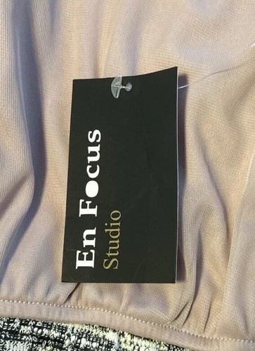 Enfocus Studio Dress Women’s Size 14 Pink Black&White Sheer 3/4 Sleeves NEW - Picture 7 of 9