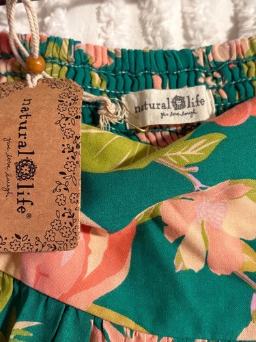 NWT Natural Life Maxi Skirt Women's L Hanna Convertible Green Pink Poppy Pleated - Picture 5 of 6