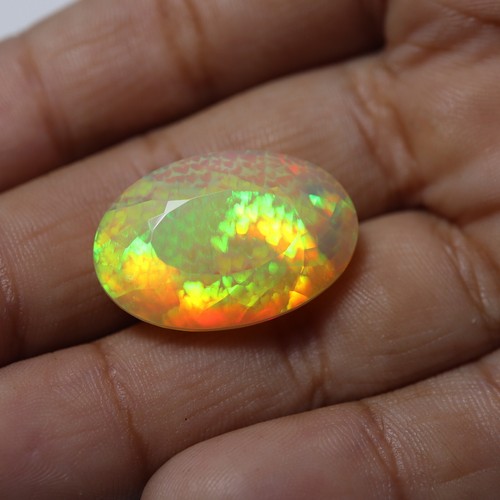 11.5Ct 21.4x14.4 MM Echt AAA Grün Gelb Feuer Honeycomb Äthiopische Opal Oval Cut - Bild 7 von 13