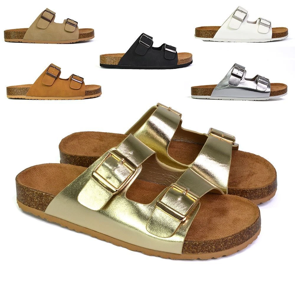 ESSEX GLAM Sandali Bassi Donna In Finta Pelle - Ciabatte Con Punta Quadrata E Cinturino Intrecciato, Taglie 36-42