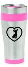 Stainless Steel Insulated 16oz Travel Mug Coffee Cup Chihuahua Heart