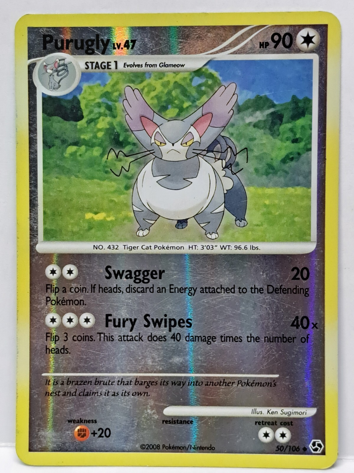 Purugly 50/106 Reverse Holo Great Encounters Nintendo 2008 Pokemon Card LP