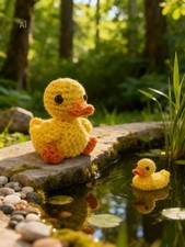 stuffed crocheted animals, ducks, alligators,...