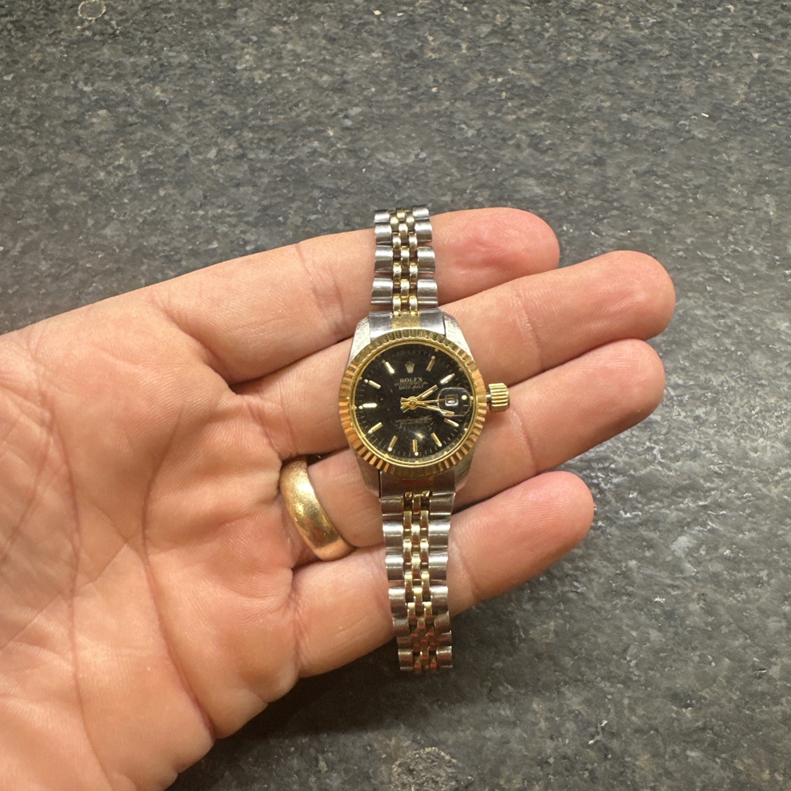 Rolex Datejust Black Dial Two Tone Jubilee Watch. Needs refurbished