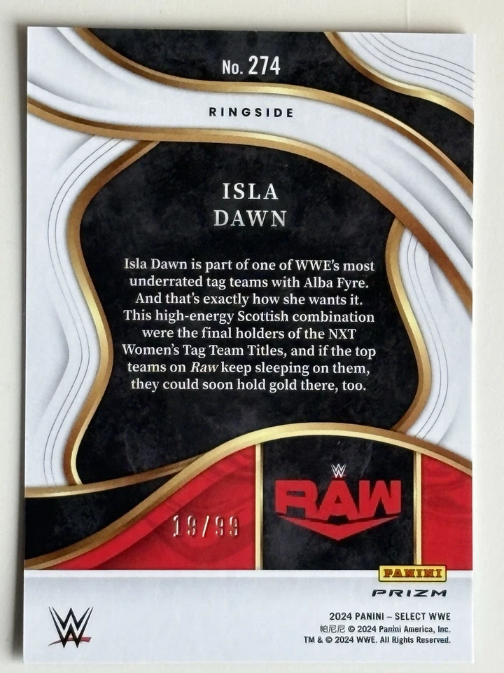 2024 Panini Select WWE Isla Dawn /99 Ringside Red Wave #274 - Image 2 of 3