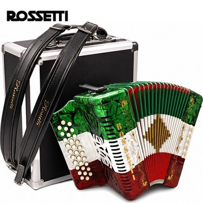 Rossetti 3112 GCF Sol 31 Button Diatonic Accordion - Red White Green with Case