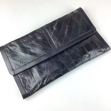 Vintage Eel Skin Purse Clutch, Cognac, Made in Korea