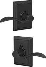 Schlage 10ACC622ADD Passage Latitude Door Lever Set w/Addison Trim, Matte Black