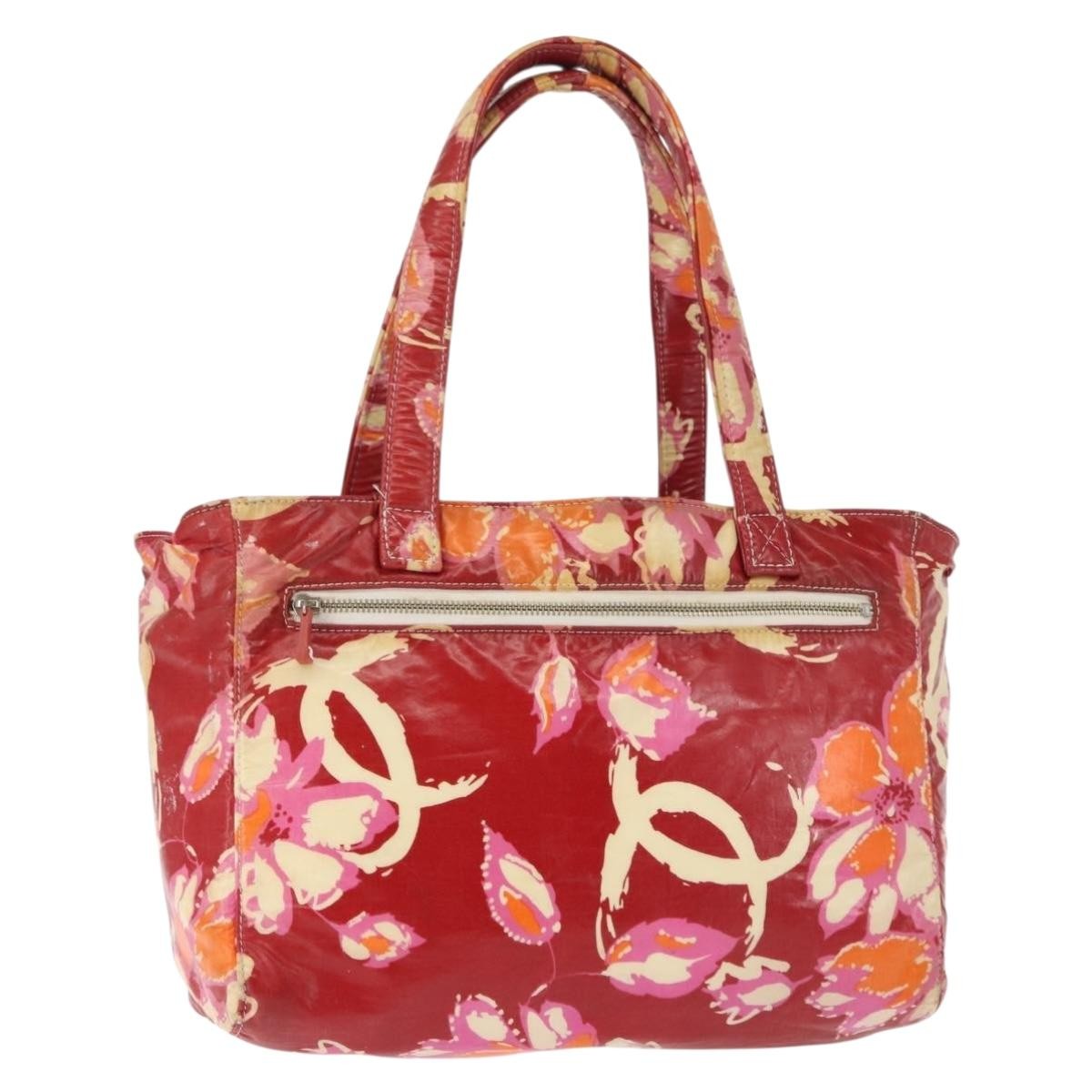 Auténtico bolso de mano Chanel High de verano de lona recubierta rojo CC bs29931