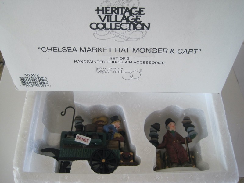 Department 56 Village Series W/ Box Chelsea Market Hat Monger & Cart