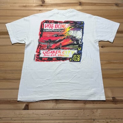 Vintage 1992 Quaker City Dragway Drag Racing Salem Ohio Graphic Shirt USA Large
