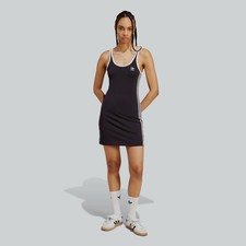 Adidas Originals Adicolor Women's size L Stretch Tank Black White 3-S Midi Dress