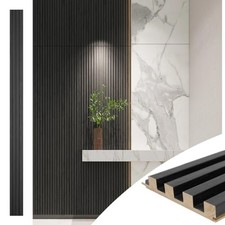 Slat Wood Wall Paneling for Interior and Ceiling 108 x 5.7 Inch Black