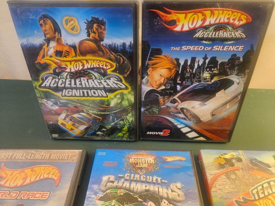 Hot Wheels Lot of 5 DVD Acceleracers 1 & 2 World Race Monster Jam Team ...