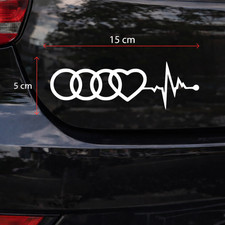 Autocollant Audi Coeur 2 Pièces Stickers Vinyle Coupure Cliquetis Décor Voiture