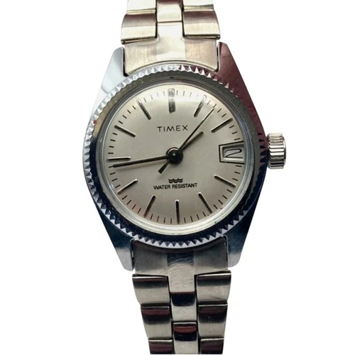VTG Timex Mechanical Wind Up Women's Watch 24mm WR - Date - Wrist 5.5' WORKS