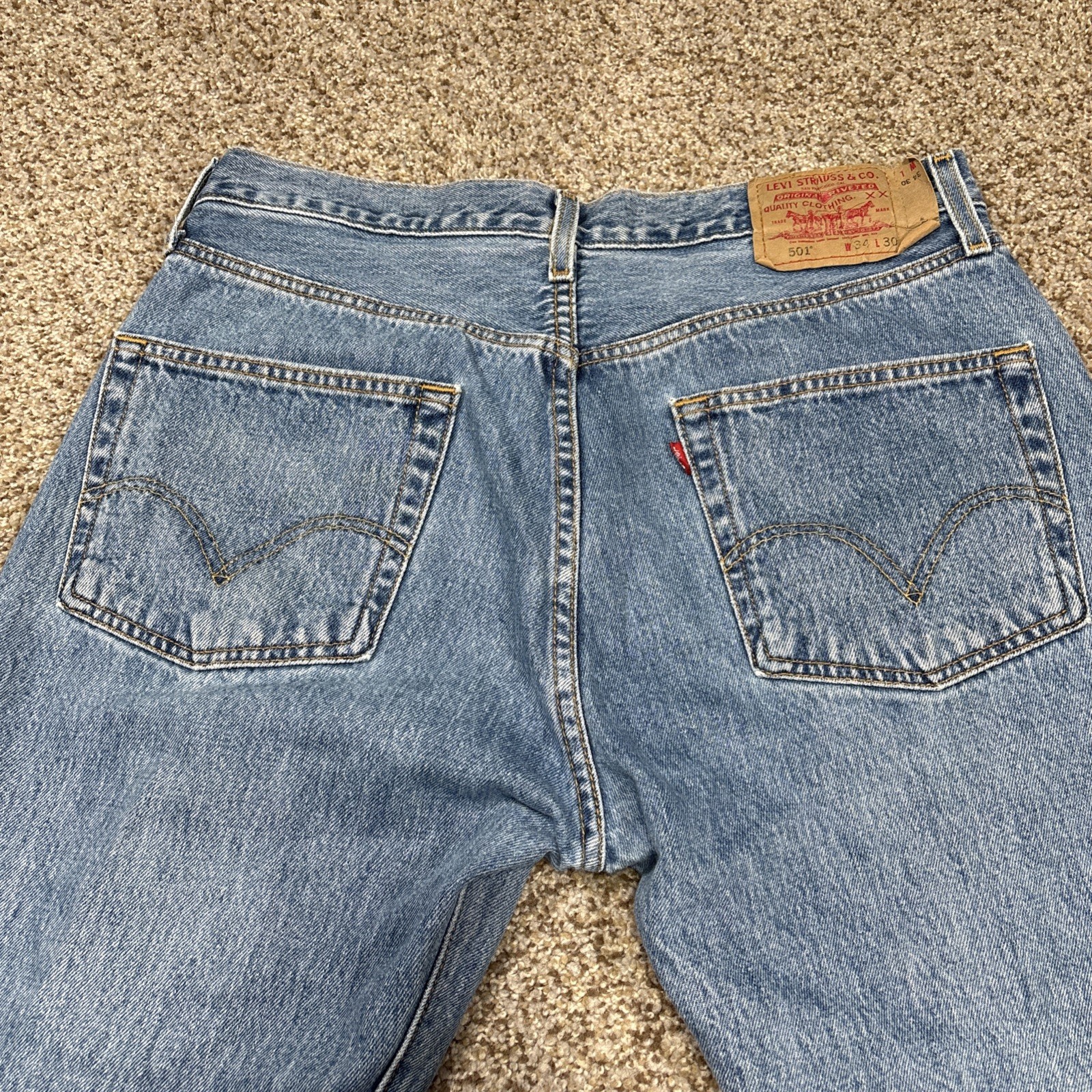 Levis 501 XX Jeans 34x30 Straight Leg Button Fly Denim Fits 32 X 28.5 - View 13