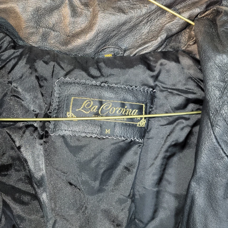 Винтажный La Covina куртка женщин Sz средний черный кожаный Gorpcore мотоциклиста дизайнер - Изображение 2 из 4