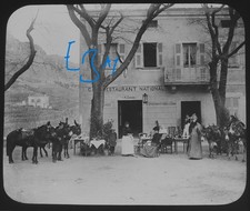Photo WAYSIDE RESTAURANT LA TURBIE C1898 GWW Magic Lantern Slide FRANCE